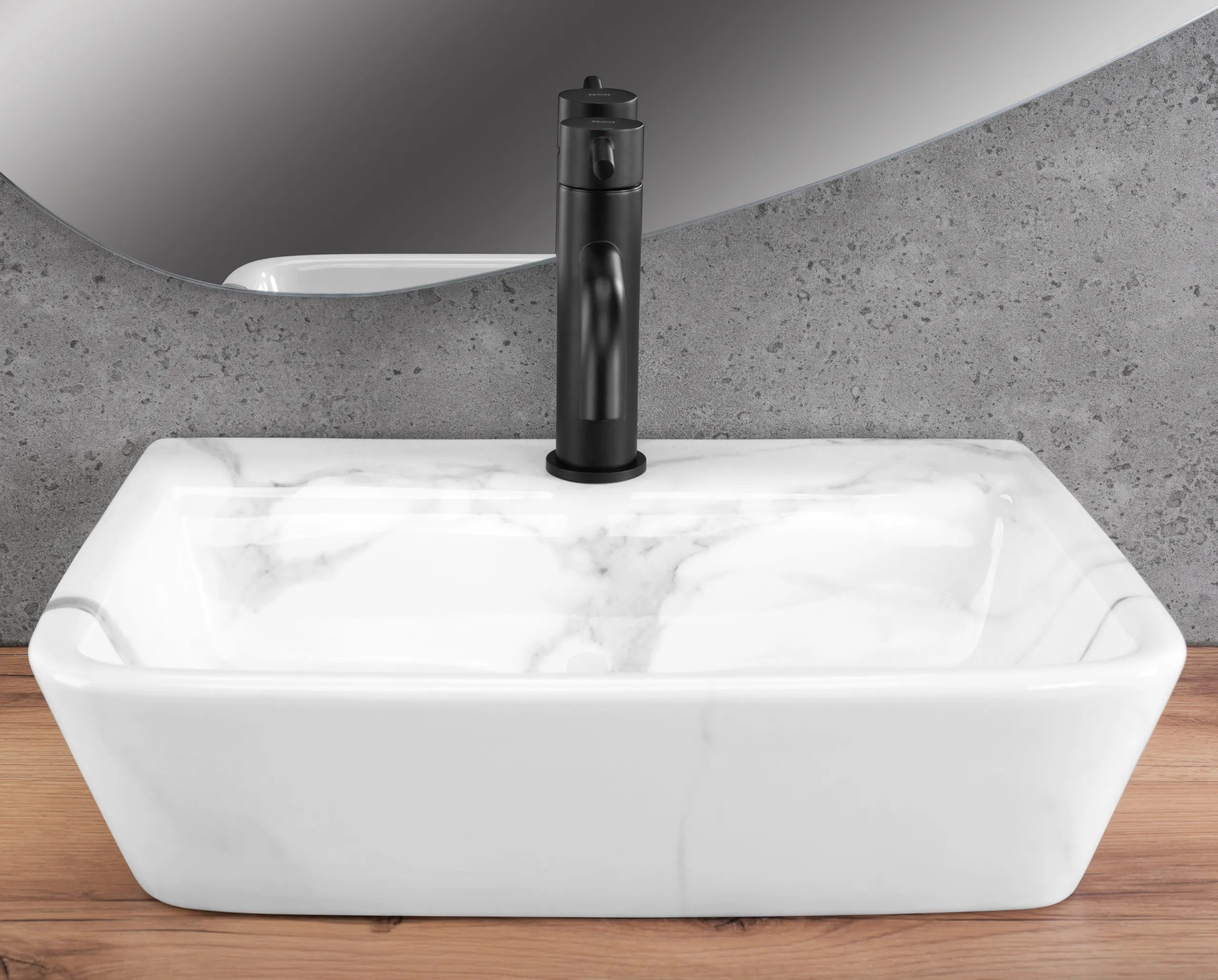 Умивалник за плот Altea Cloudy 46х36 см. - бял санитарен порцелан, компактен плотен умивалник за баня от KERANOVA, модерен дизайн