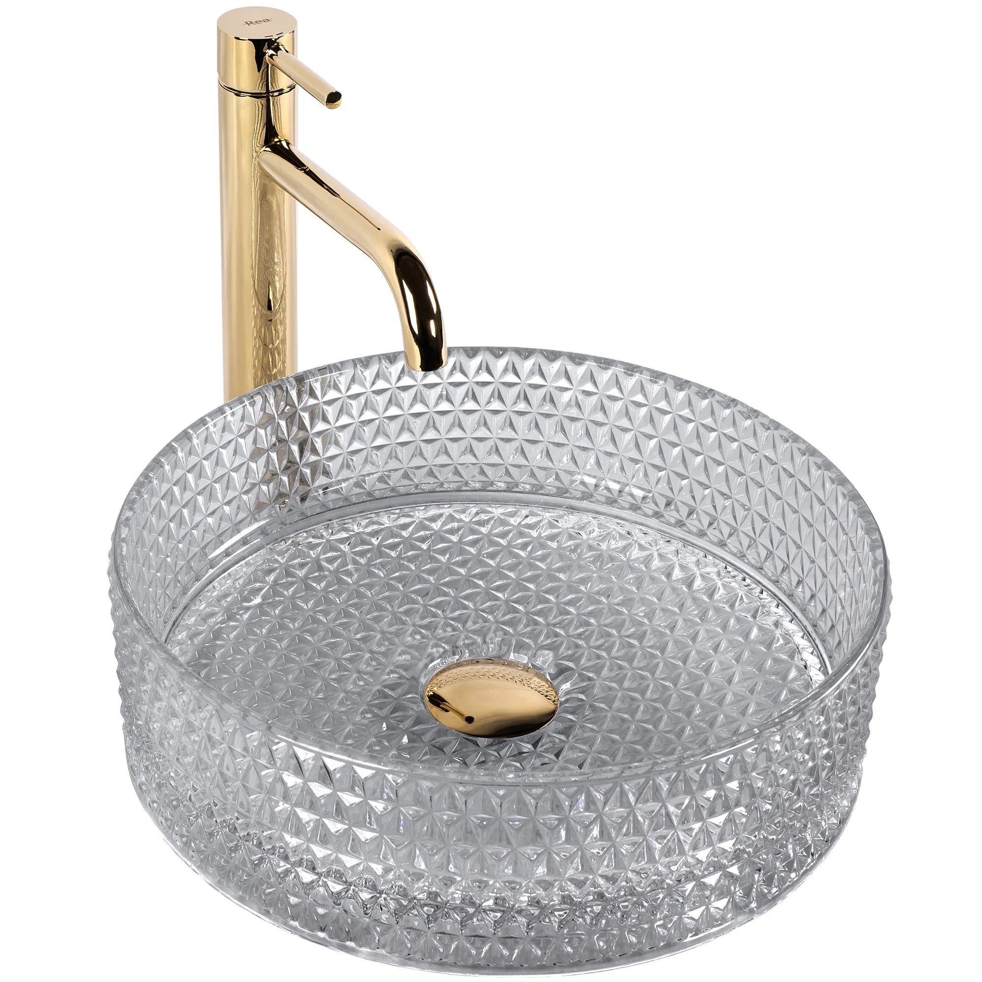 Стъклена мивка за плот Cristal Light Grey Ф36 см. – дизайнерски умивалник от стъкло за монтаж върху плот, онлайн магазин за обзавеждане за бани KERANOVA