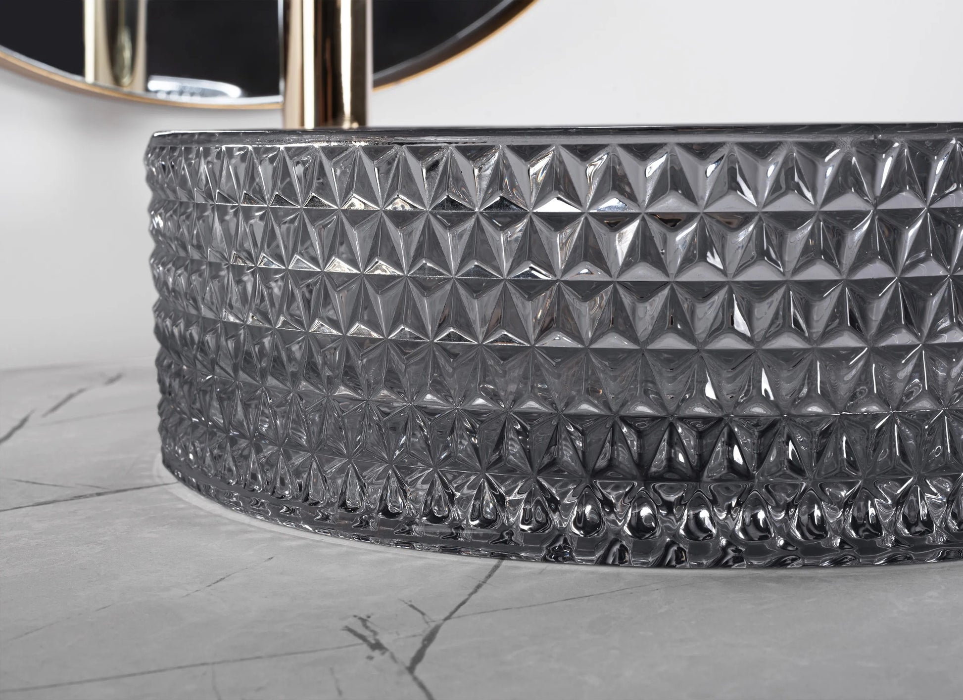 Стъклена мивка за плот Cristal Black Ф35,5 см. – дизайнерски стъклен умивалник на плот, модел Cristal Black, онлайн магазин KERANOVA