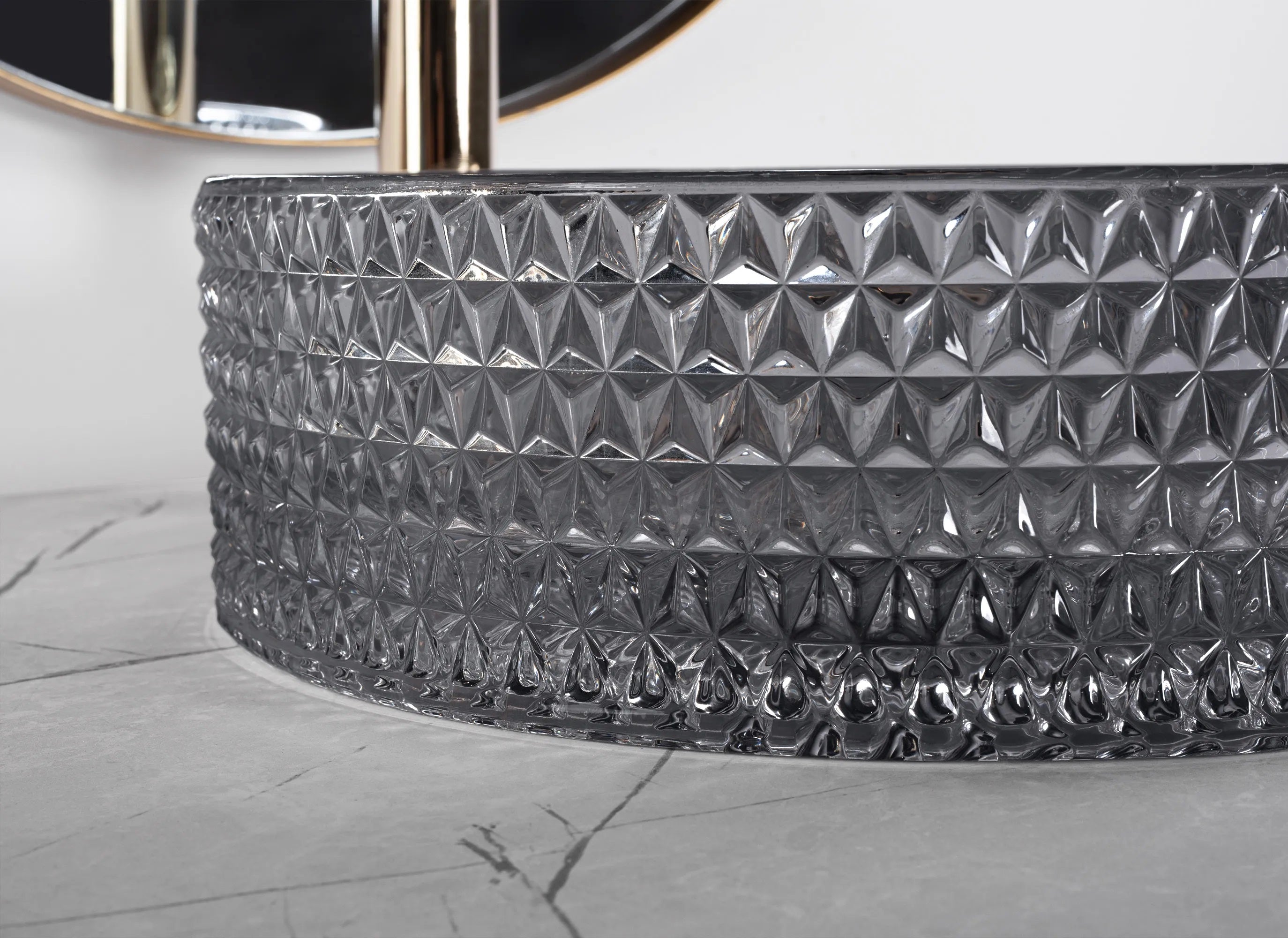 Стъклена мивка за плот Cristal Black Ф35,5 см. – дизайнерски стъклен умивалник на плот, модел Cristal Black, онлайн магазин KERANOVA