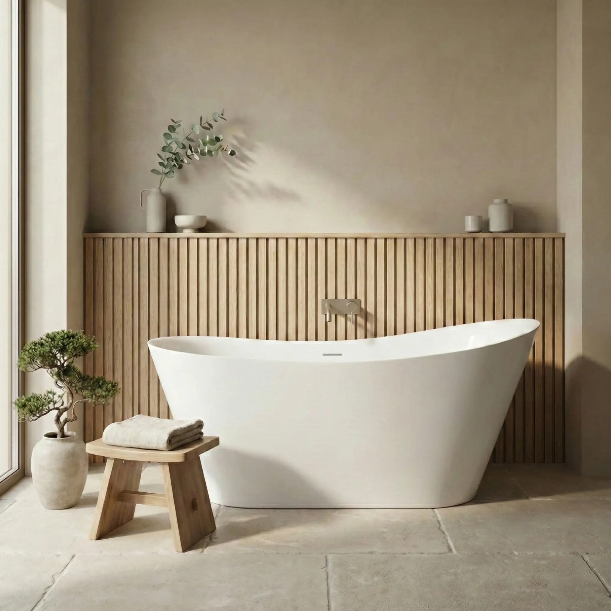 Свободностояща вана Lusso Slim 170x74 см. – модерна акрилна вана за баня, обзавеждане за бани и мебели за баня