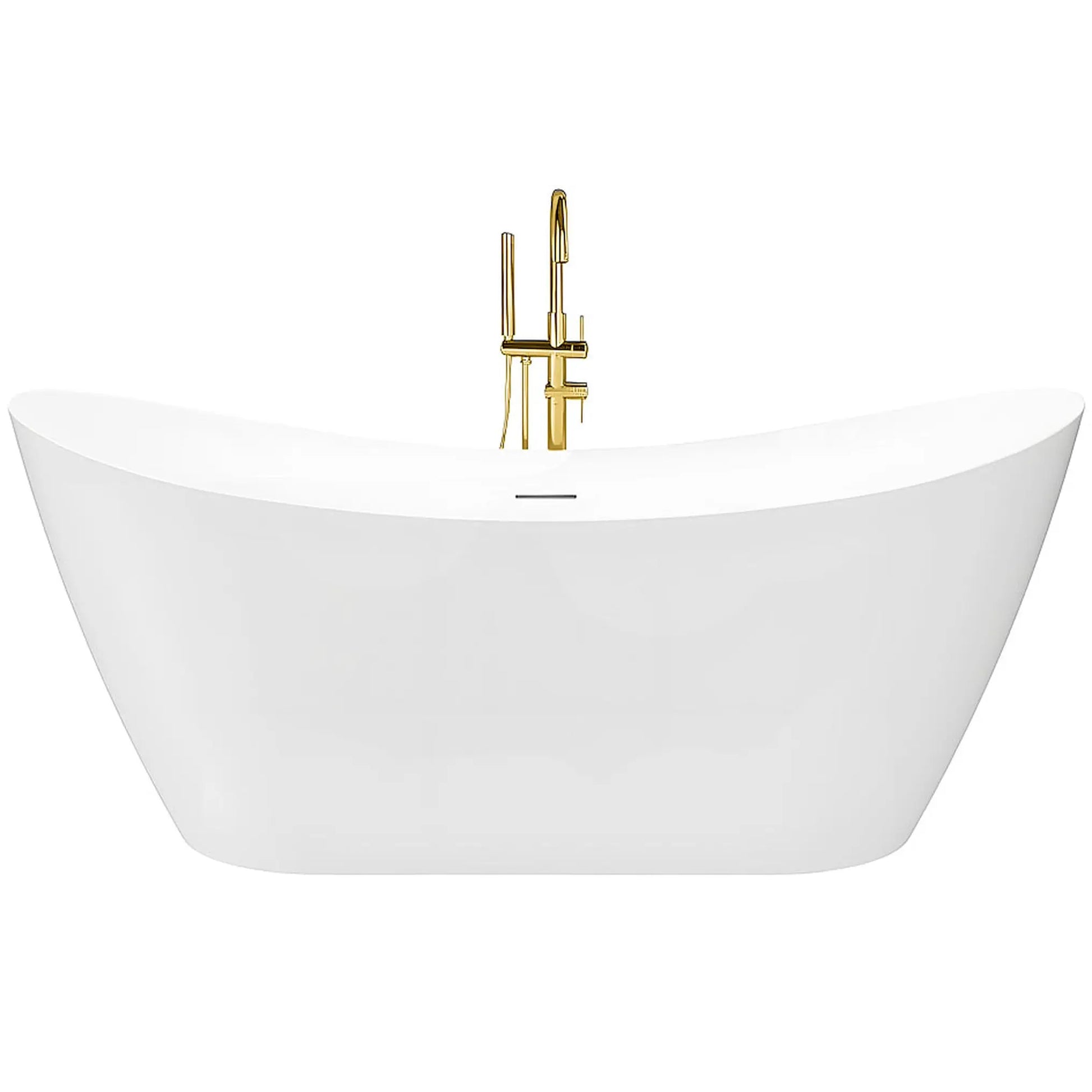 Свободностояща вана Ferrano Slim 170x80 см. бяла вана със златен смесител за баня