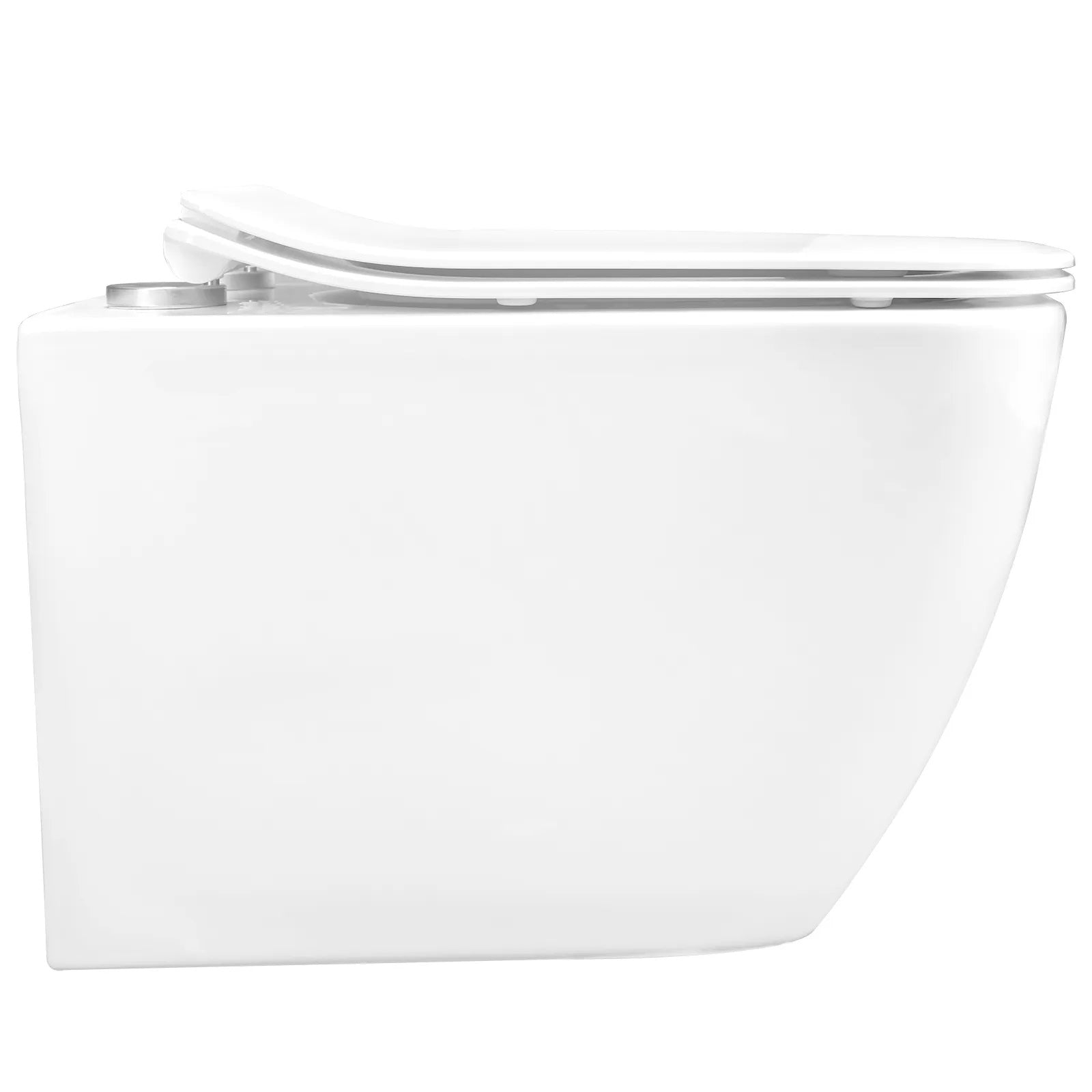 Тоалетна Martin Square Slim Rimless – окачена бяла безръбова тоалетна, квадратен дизайн, ултратънка Duroplast седалка | KERANOVA