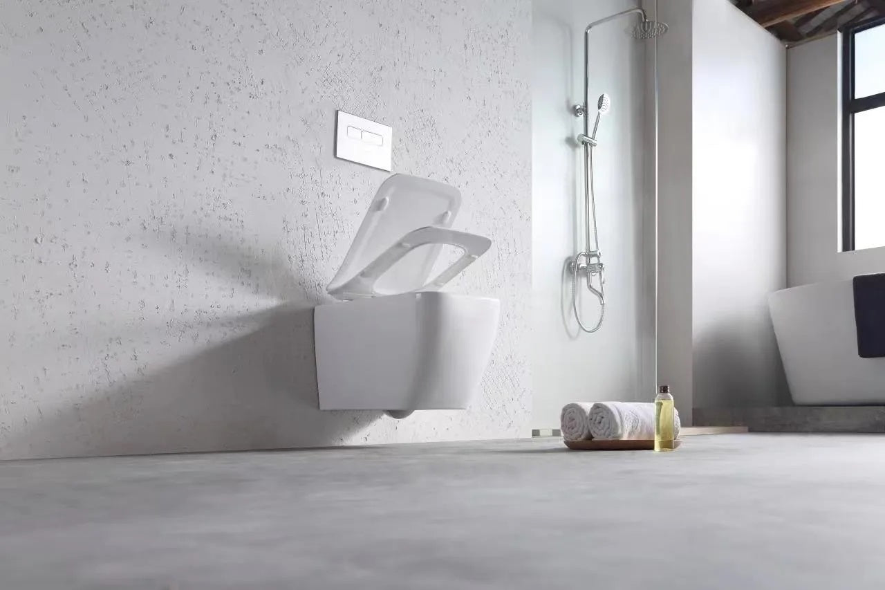 Kомплект Martin Rimless и GROHE Skate Cosmopolitan окачена тоалетна Martin Square Slim Rimless, бял порцелан, KERANOVA онлайн магазин