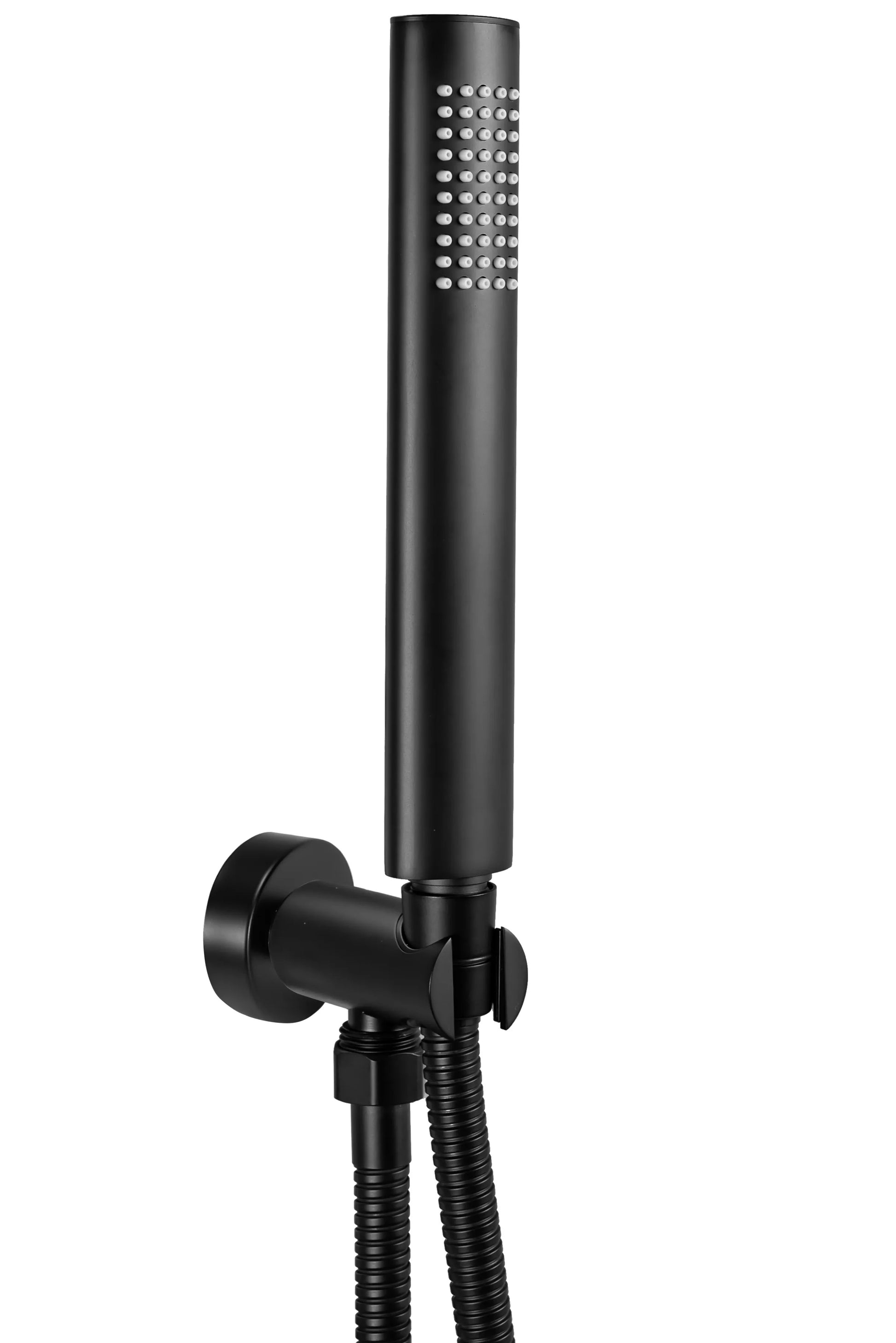 Комплект Oval Black ръчен душ черен мат с държач и шлаух за онлайн магазин KERANOVA