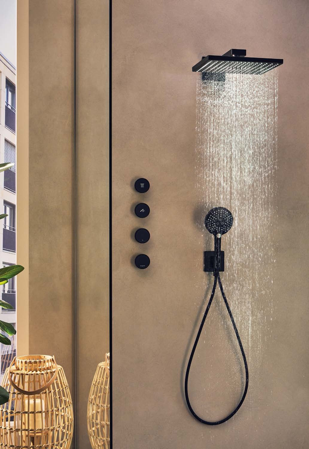 Hansgrohe Raindance E + Duoturn E matt black вграден комплект за душ с квадратен тропически душ и ръчен душ – KERANOVA онлайн магазин