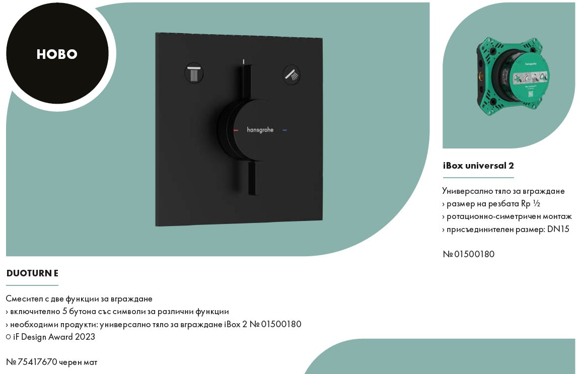 Hansgrohe Raindance E + Duoturn E matt black комплект за вграждане дуотурн и ръчeн душ KERANOVA