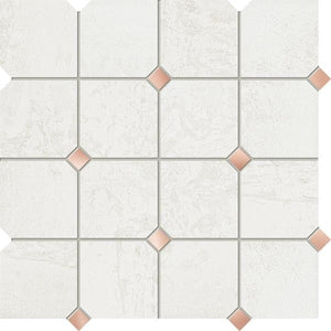 Ramina Mosaic 29.8x29.8 бяла мозаечна плочка с малки розови диаманти, онлайн магазин за обзавеждане за бани KERANOVA