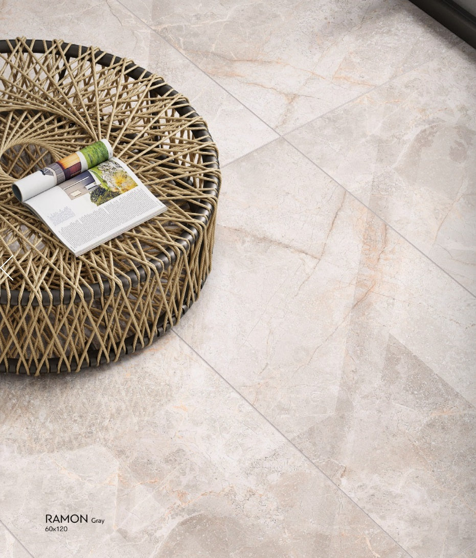 Alt Tag: Ramon Polished 60x60 и 60x120 - 2 цвята полирани гранитогрес RAMON Gray 60x120 в онлайн магазин за обзавеждане за бани KERANOVA