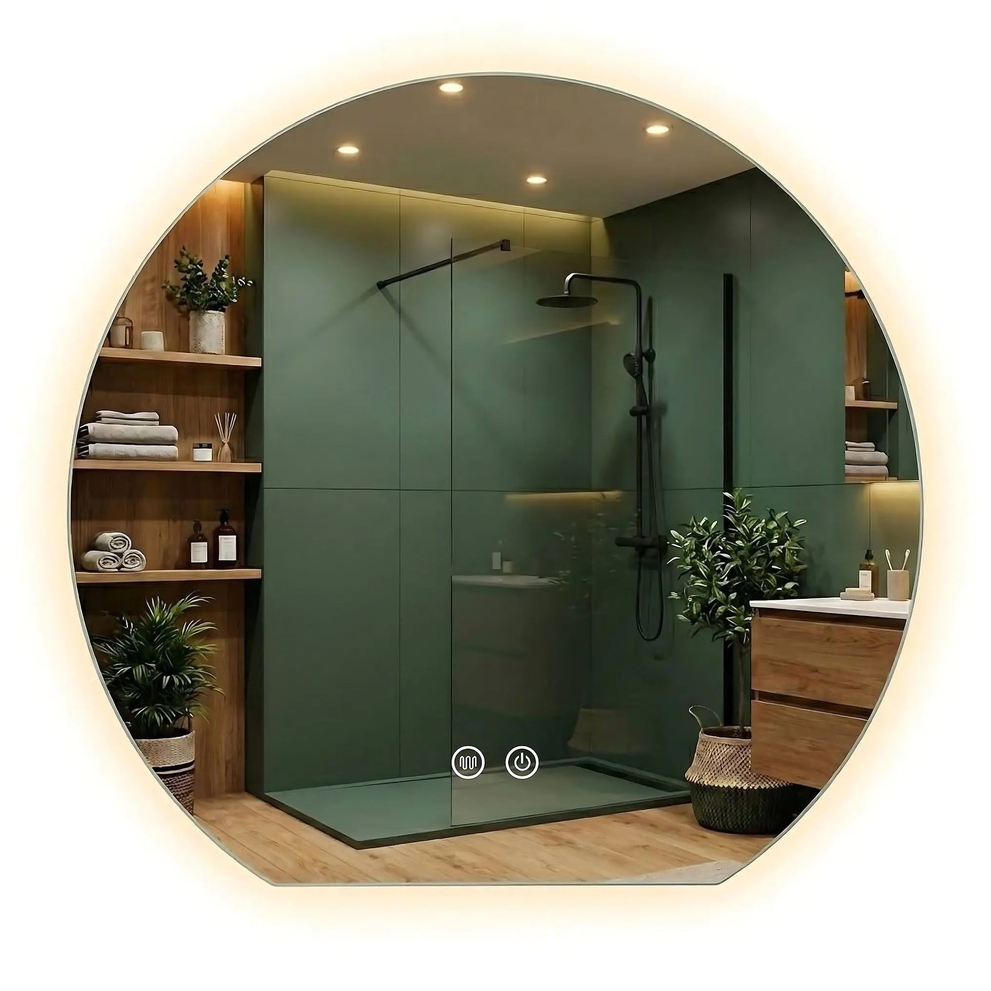 Огледало с осветление и подгрев Fabio 70 см. за баня с LED осветление, димер и нагревател против замъгляване, мебели за баня