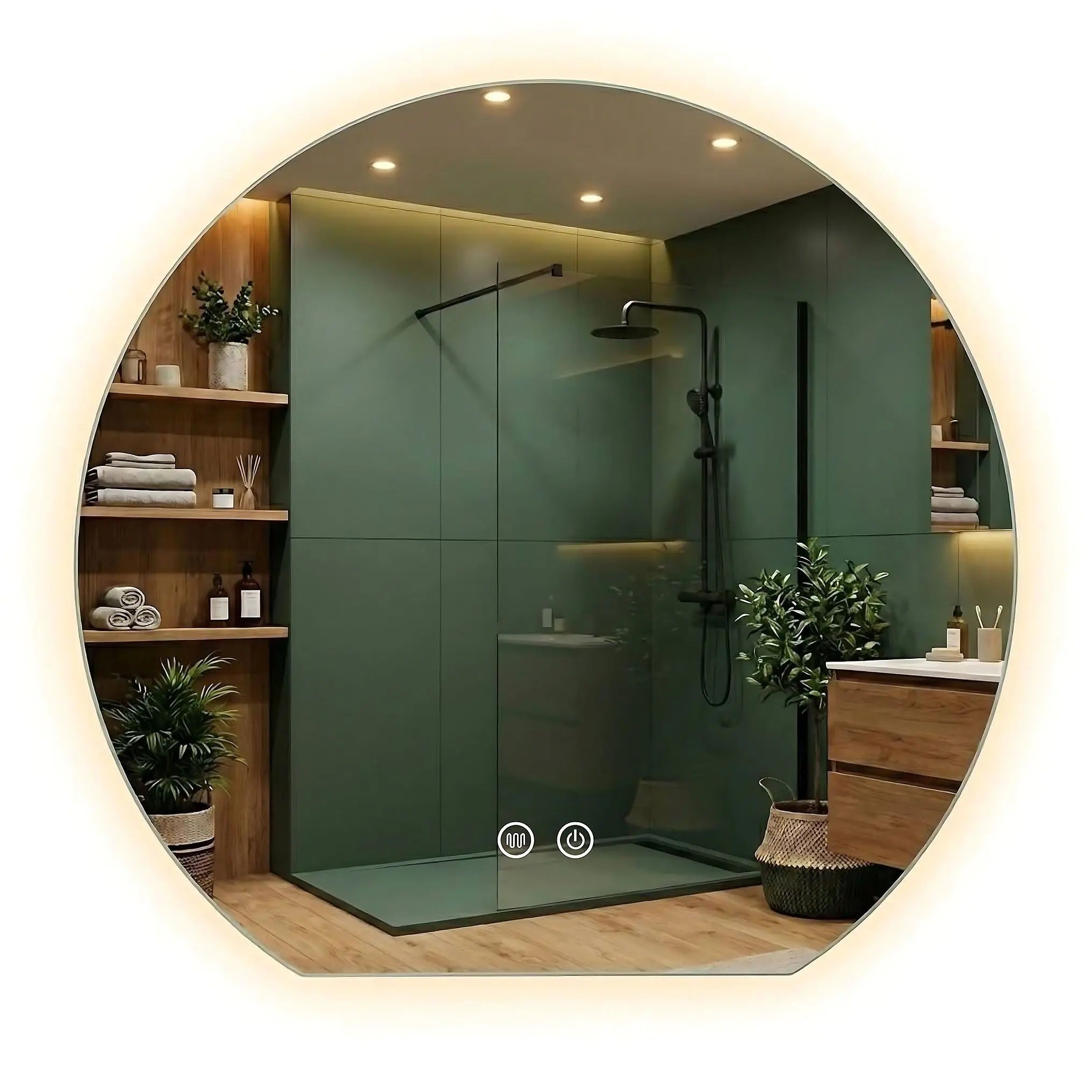 Огледало с осветление и подгрев Fabio 70 см. за баня с LED осветление, димер и нагревател против замъгляване, мебели за баня