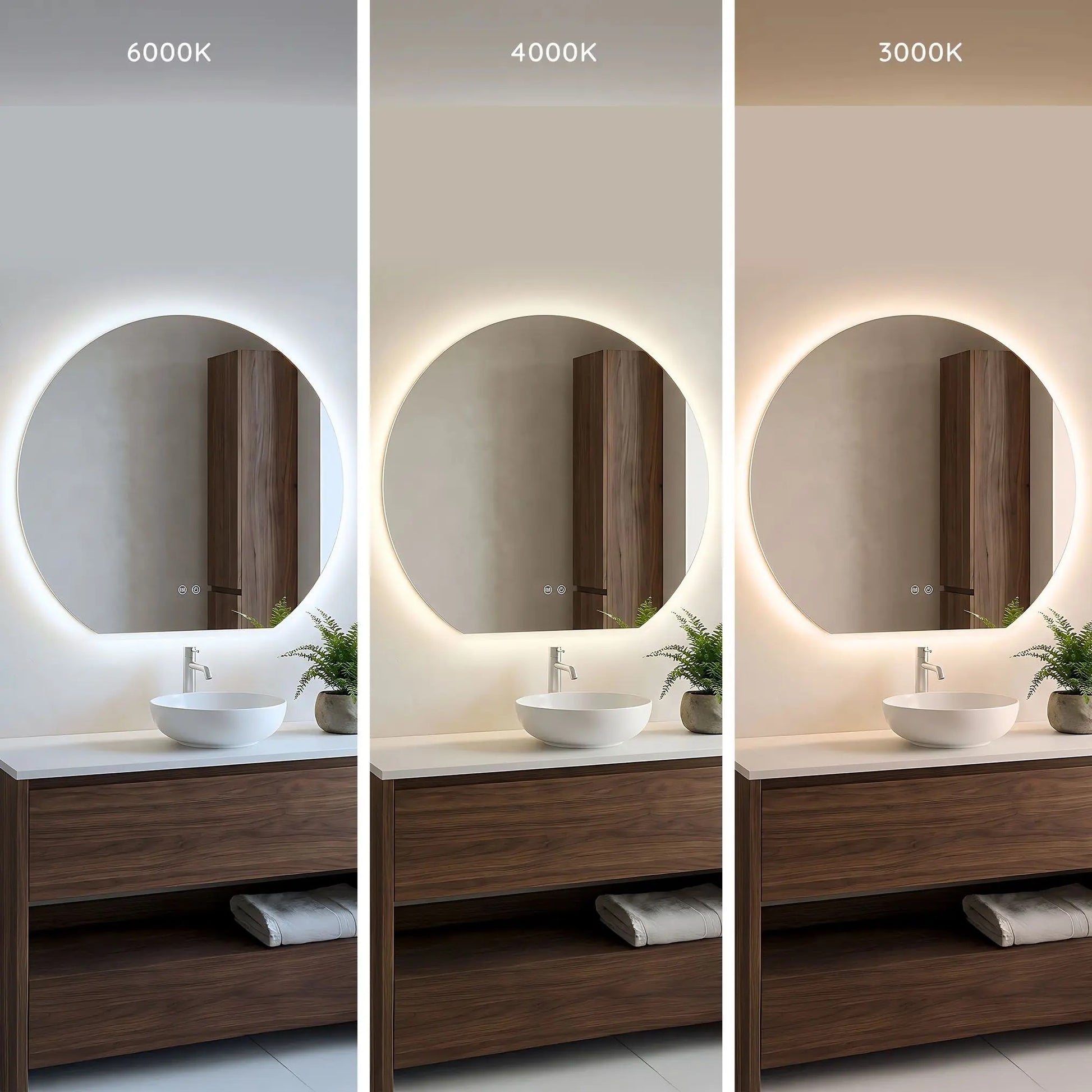 Огледало с осветление и подгрев Fabio 70 см. – LED 6000K/4000K/3000K, димиране и антизамъгляване, огледало за баня