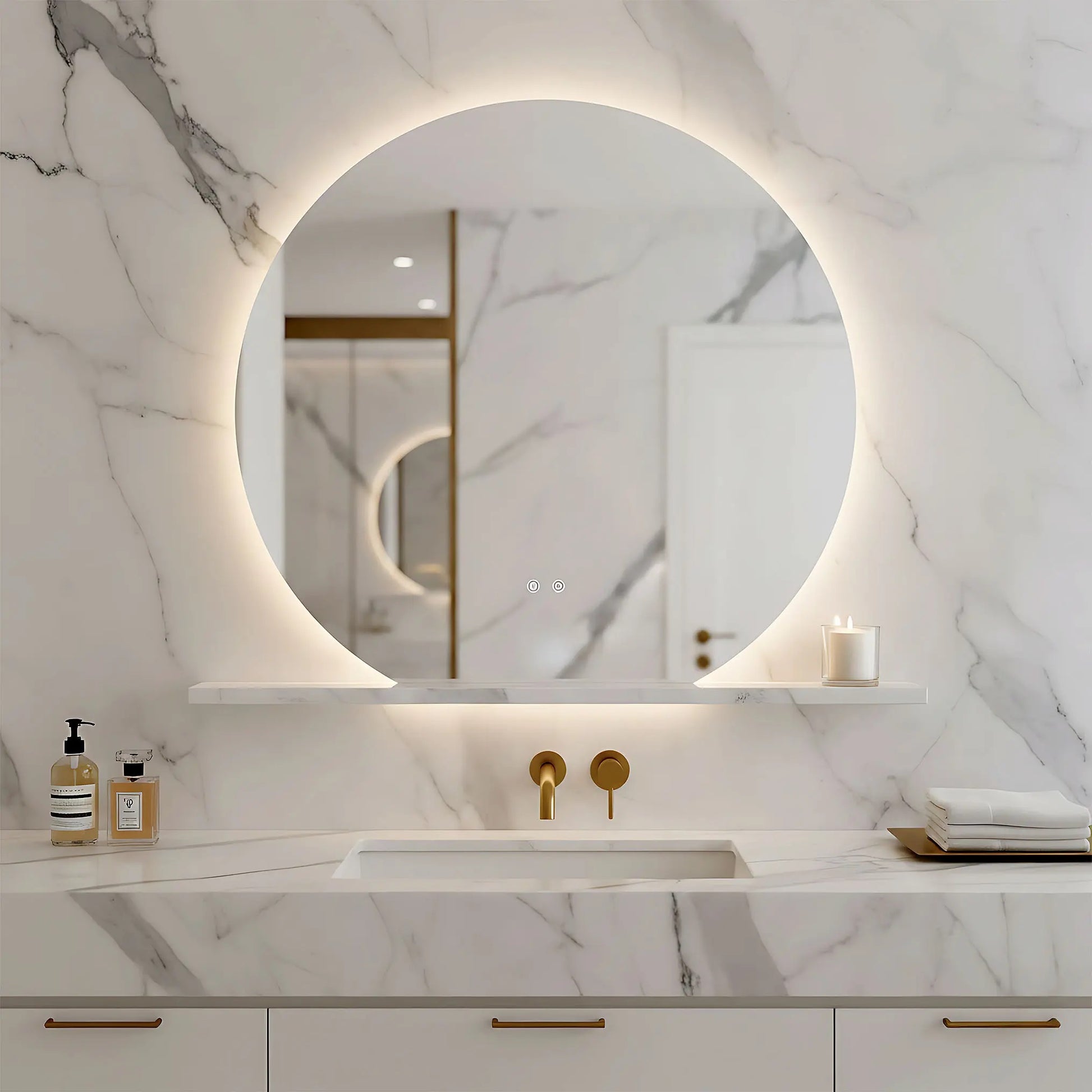 Огледало с осветление и подгрев Fabio 70 см. LED огледало за баня, touch, антизамъгляване, осветление за баня, мебели за баня