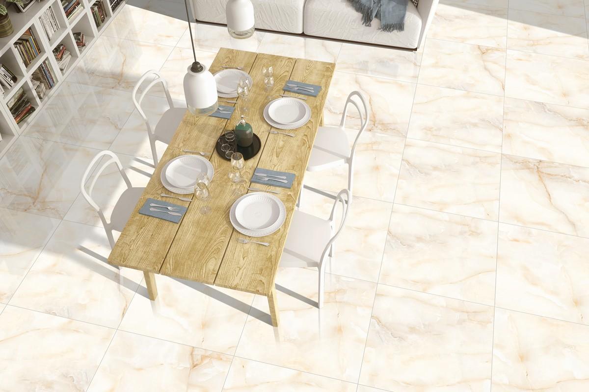 Regal Onix 60х120 - Biba Ceramica полиран гранитогрес в бежово с респектабилен мраморен ефект за баня и интериор - KERANOVA онлайн магазин