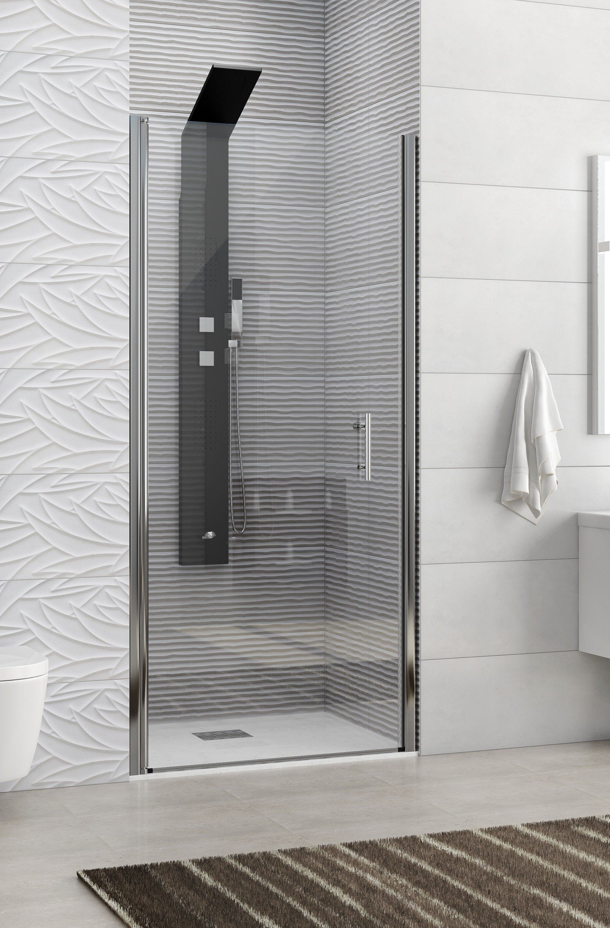 S 28 Alto Porta - 70.5-75.5 см. Стъклен параван за баня с една врата, хромиран профил, 6 мм закалено стъкло, KERANOVA онлайн магазин