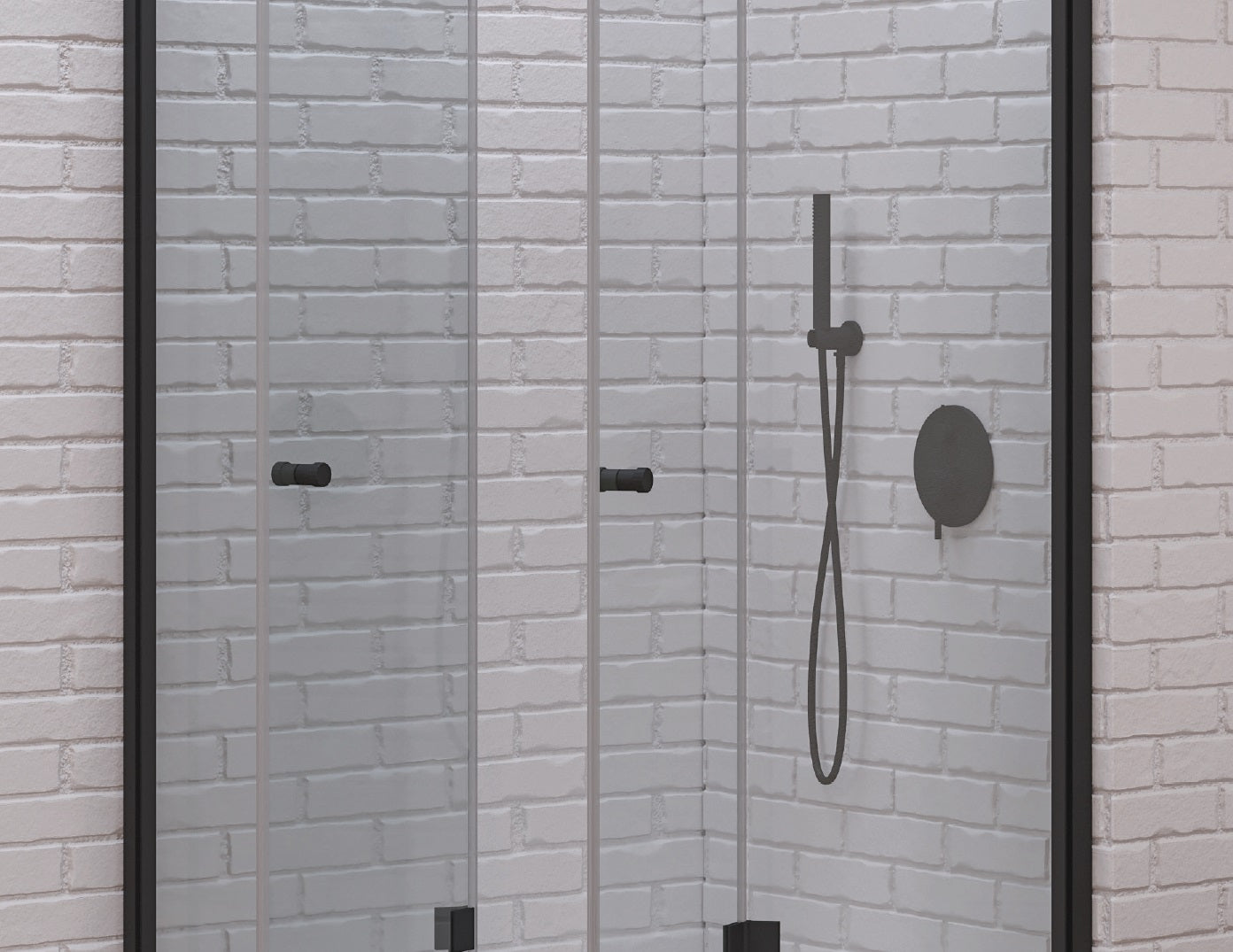 Душ кабина S7 Nero - 90х90 см. - две сгъваеми врати от 6 мм закалено стъкло с черен мат обков, антикалк покритие, KERANOVA онлайн магазин