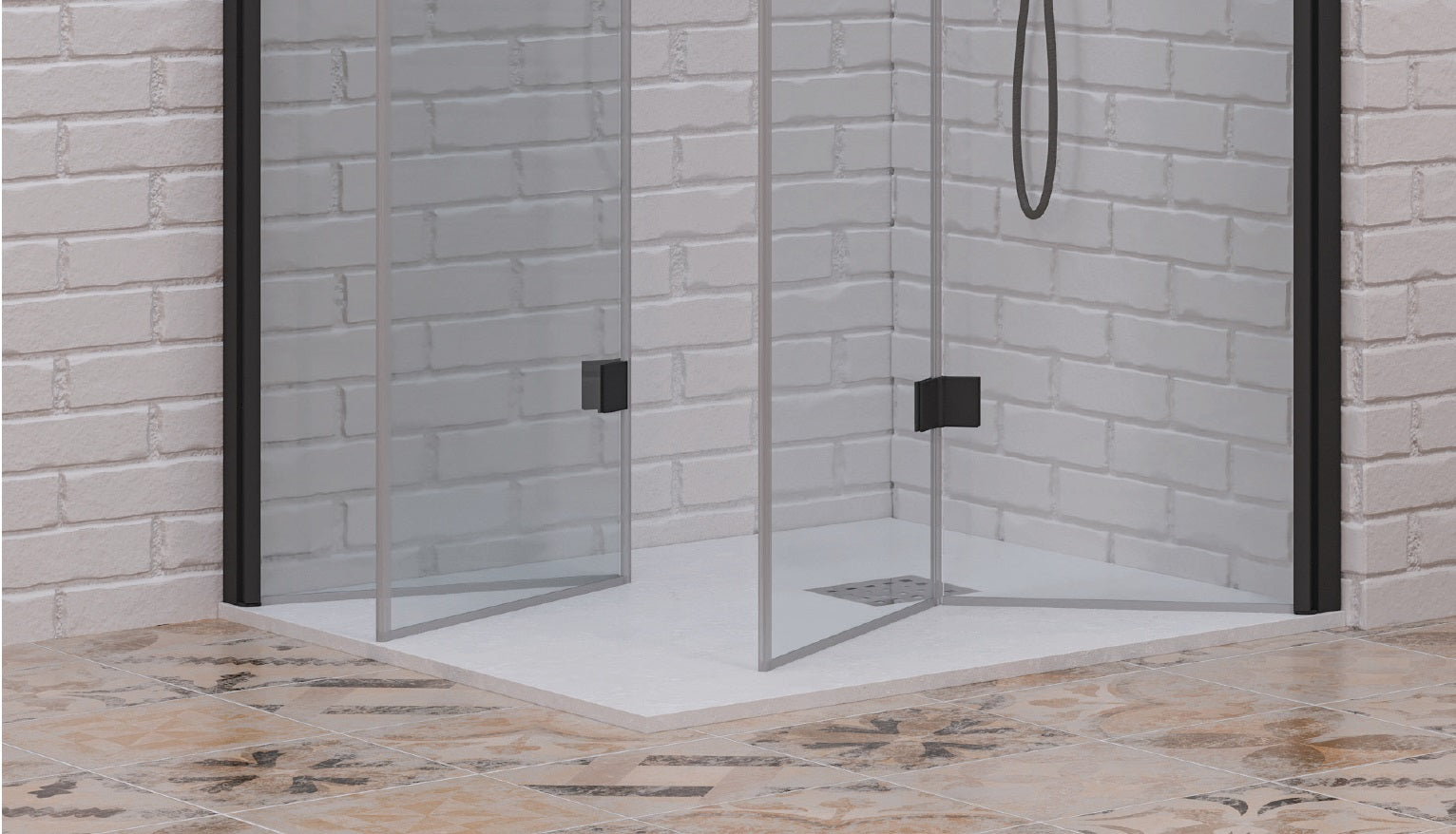 Душ кабина S7 Nero - 70х80 см. - две сгъваеми врати, черен мат обков, 6 мм закалено стъкло, анти калк покритие - KERANOVA