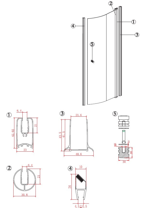 Saloon S8 - 80х80 см. - височина 200 см. чертеж на душ кабина с размери, 6 мм закалено стъкло, алуминиеви панти и профил