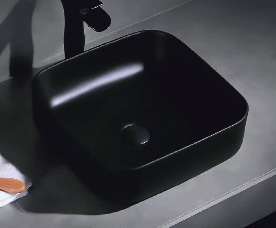 Купа SA-1269 Black 40х40 см. тънка черна порцеланова мивка за плот – онлайн магазин за обзавеждане за бани KERANOVA