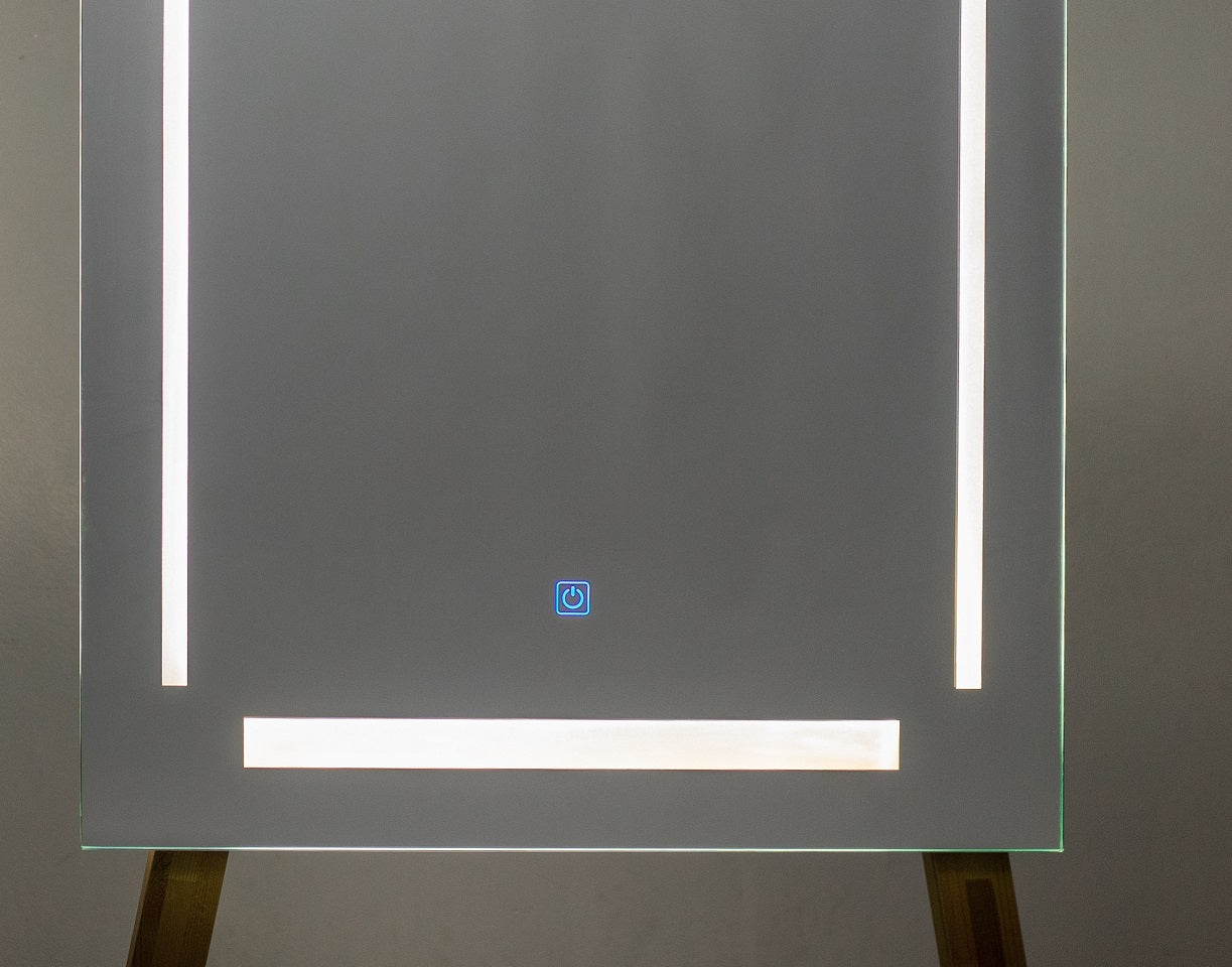 Огледало с осветление 60х80 см. вертикално LED огледало за баня с touch включване, нагревател против замъгляване - KERANOVA онлайн магазин