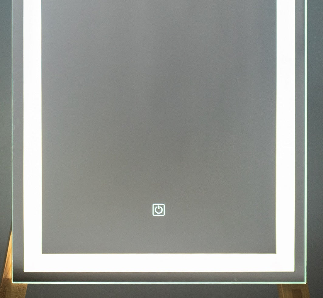 Огледало с осветление 50х80 см. за баня KERANOVA със вграден LED, touch бутон, вертикален монтаж, стилен правоъгълен дизайн