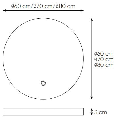 Огледало с осветление Ф60 см. кръгло баня, фоново LED осветление, Touch Screen, дебелина 3 см – онлайн магазин KERANOVA