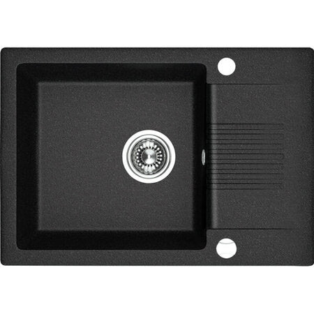 Кухненска мивка Celia 65х44 см. - 3 цвята. Черна гранитна мивка 65x44 см с отцедник, клик сифон, за шкаф 50 см - KERANOVA