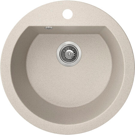 Кухненска мивка Dafne Beige 51х51 см. - Laveo, кръгла гранитна бежова мивка 51x51 см за шкаф 50 см, онлайн магазин KERANOVA