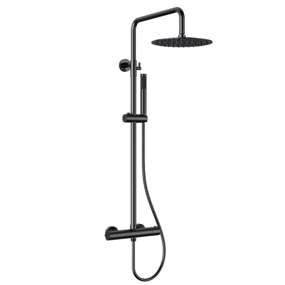 Alt Tag: Термостатична душ колона Artemis Nero - черен мат, термостат VERNET, метална пита 30 см, душ система и смесители
