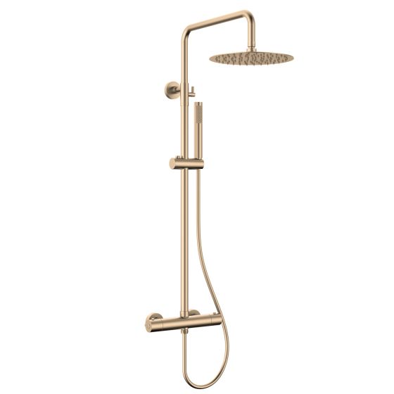 Термостатична душ колона Artemis Rose Gold - розово злато с метална душ пита Ф30 см и ръчен душ VERNET, смесители