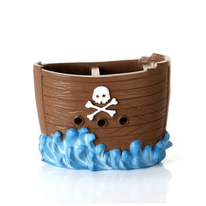 SE98-90 чаша за четки за зъби - детайлна кафява пластмасова чаша с череп и вълни, онлайн магазин за бани KERANOVA