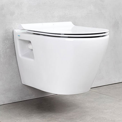 Конзолна тоалетна Smart 48 см. - Serel бяла стенна тоалетна с плавно падаща седалка за онлайн магазин KERANOVA