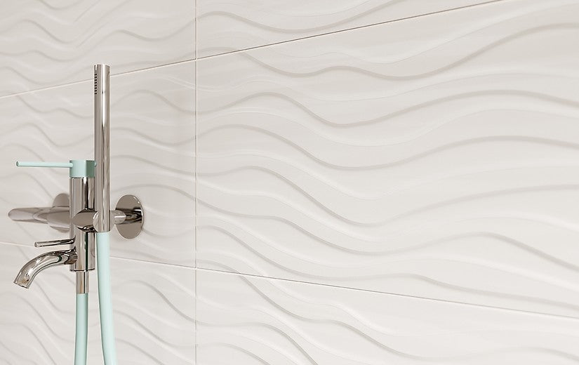 Баня Soft Romantic 30x60 Cersanit матирани плочки с релефна вълнова повърхност, онлайн магазин за обзавеждане за бани KERANOVA