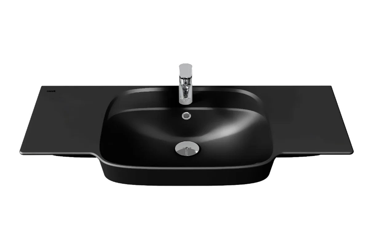 Мебелна мивка Saily Black Matte 100х45 см. в черен мат с отвор за батерия, онлайн магазин KERANOVA, произход Турция