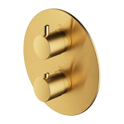 Термостатична душ система за вграждане Omnires Y Brushed Gold - вграден контролен панел brushed gold за баня, онлайн магазин KERANOVA