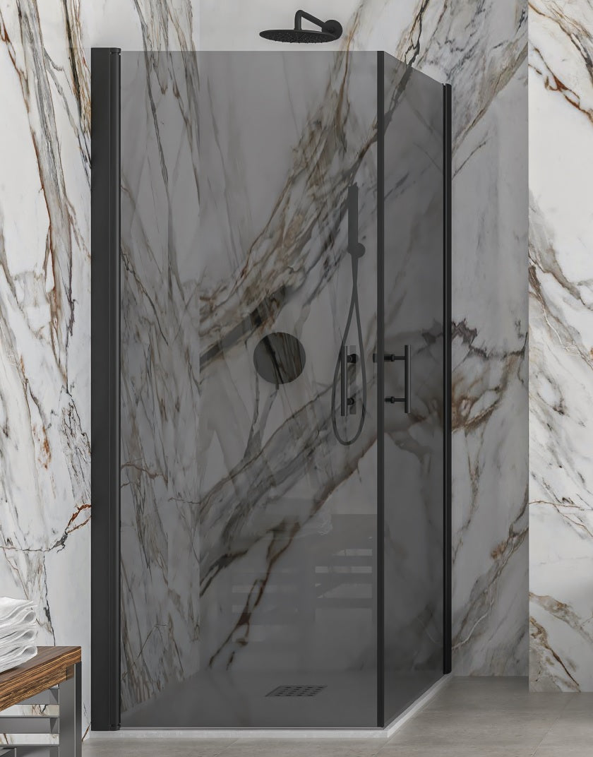 S 28 Alto Nero Fume 80х90 см. душ кабина с опушено 6 мм стъкло, черен мат профил и магнитно уплътнение - KERANOVA онлайн магазин