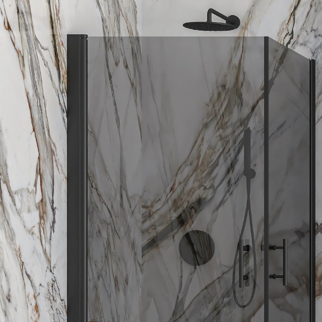 S 28 Alto Nero Fume 90х90 см. душ кабина с опушено сиво 6 мм стъкло, черен мат профил, магнитно уплътнение — KERANOVA