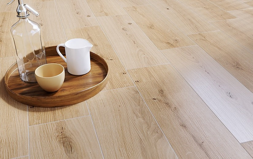 Серия Sandwood 18.5x59.8 см. - Cersanit полски гранитогрес имитиращ дърво, светъл дървен декор за баня от онлайн магазин KERANOVA