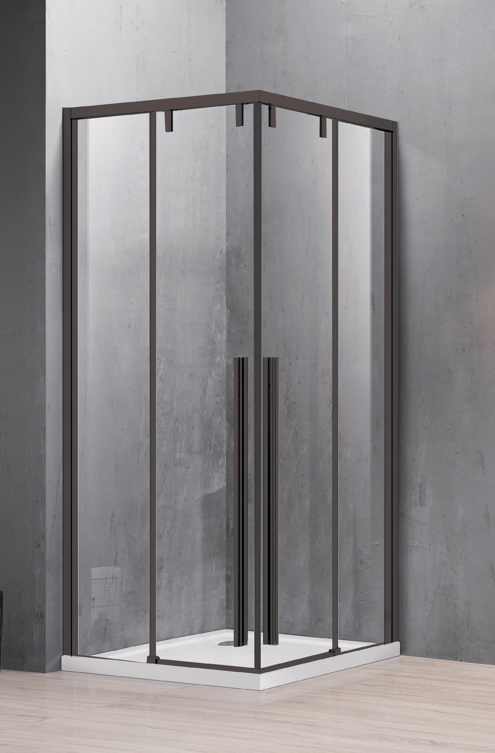 Душ кабина Santorini Nero - 80х120 см. - черен обков, луксозна 80x120 см душ кабина с 8 мм стъкло, черни профили и дизайнерски дръжки