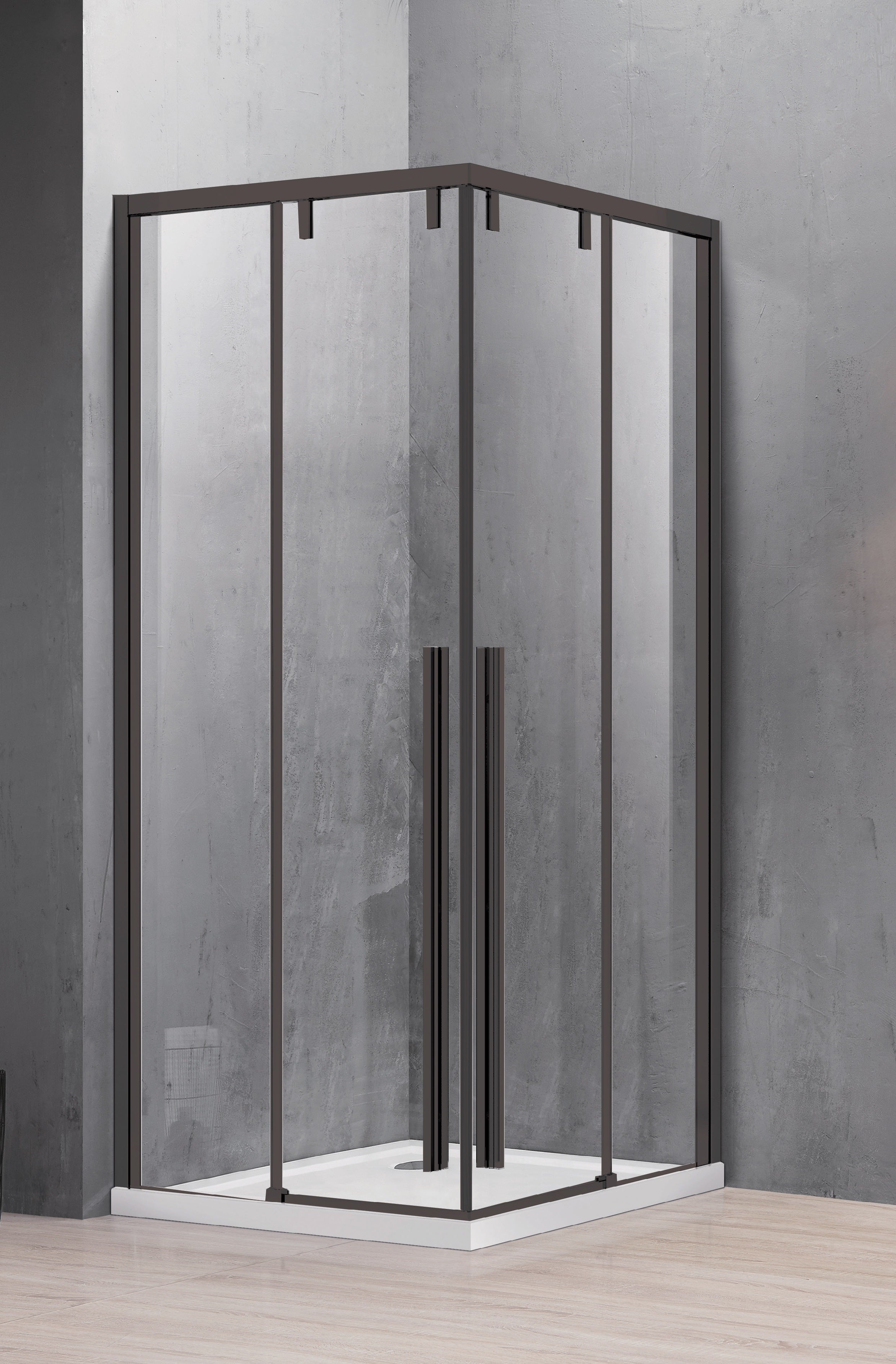 Душ кабина Santorini Nero - 80х120 см. - черен обков, луксозна 80x120 см душ кабина с 8 мм стъкло, черни профили и дизайнерски дръжки