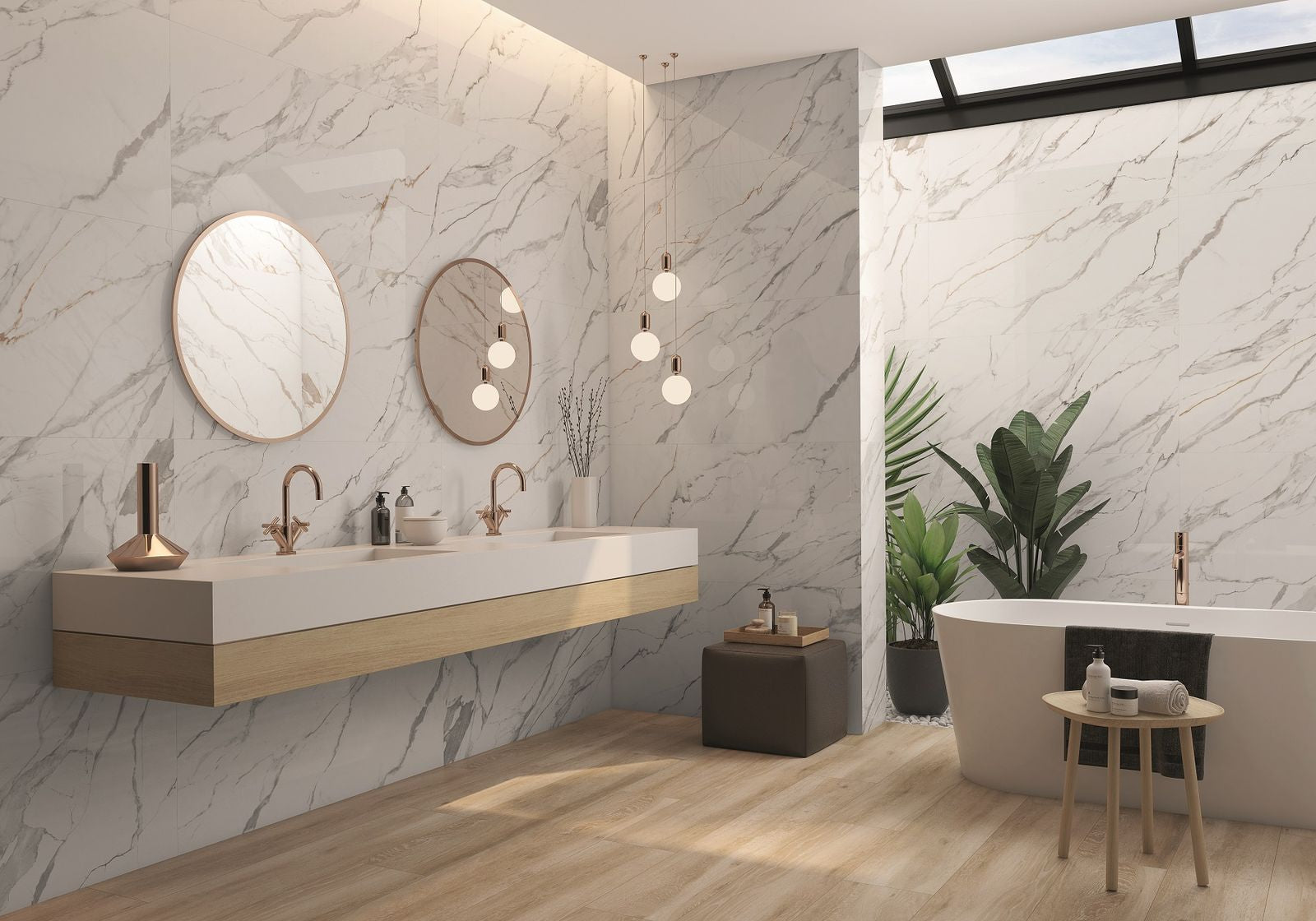 Snow Gold 60x120 Emotion Ceramics полиран гранитогрес за баня от Испания, онлайн магазин KERANOVA, елегантни бели мраморни плочки