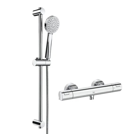 Термостатичен комплект Roca T-500 + душ комплект Stella 100 см. хром комплект термостат и ръчен душ за баня KERANOVA