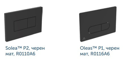 Комплект Tessi Aquablade - черен мат - Ideal Standard вграден комплект с черни мат бутонни панели за тоалетна, KERANOVA
