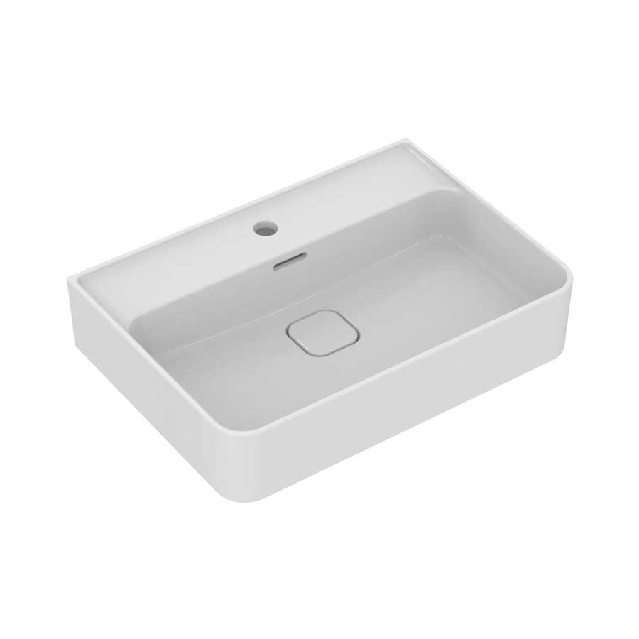 Мивка за монтаж върху плот Strada II 60х43 см - Ideal Standard, порцеланова бяла мивка с преливник за баня KERANOVA