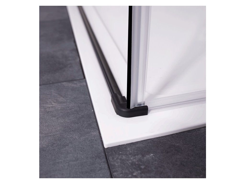 Кабина Elite Black Series - 80х80 см. детайл на долна черна лайсна и прагово уплътнение за душ кабина - KERANOVA