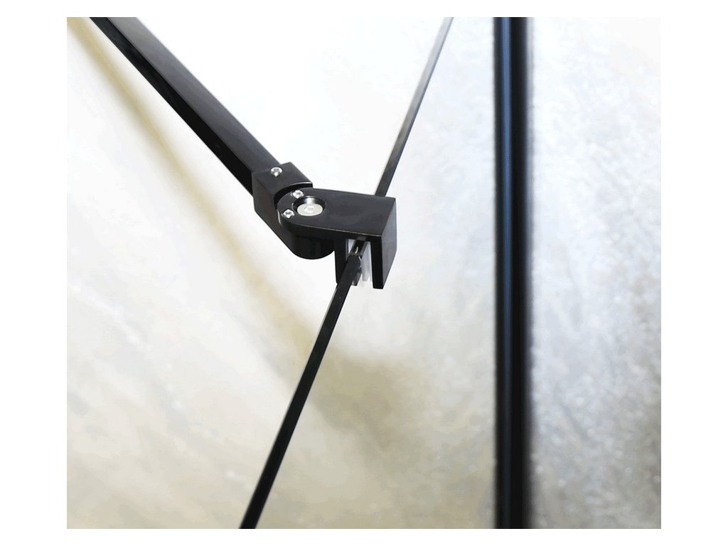 Кабина Elite Black Series - 80х80 см. детайл на черен алуминиев профил и шарнир, 6 мм закалено стъкло, височина 195 см, KERANOVA