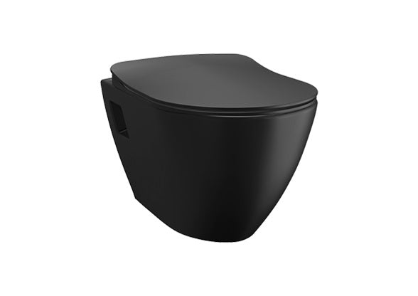 Конзолна тоалетна Terra Black Matt - опция биде, окачена черна матова тоалетна за баня, KERANOVA онлайн магазин