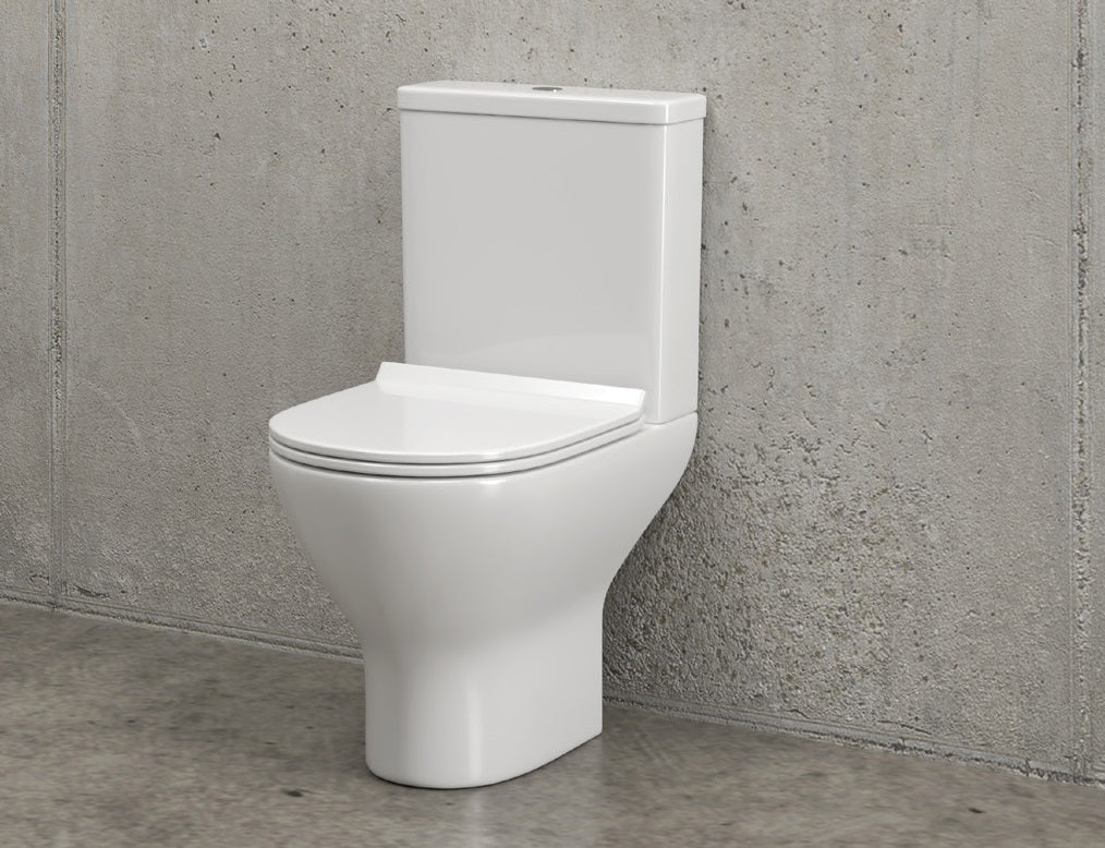 Моноблок Amfipolis Round Rimless 65 см. – бял порцеланов моноблок с Rimless технология и седалка със забавено падане, онлайн магазин KERANOVA