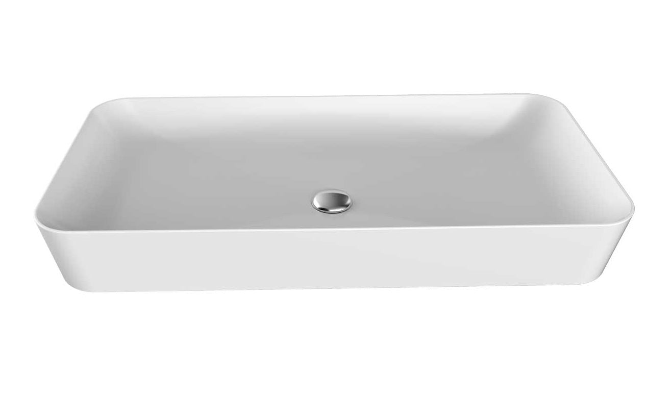 Мивка за плот Ultra 80х40 см. бяла порцеланова тънка стенна мивка за монтаж върху плот - онлайн магазин за обзавеждане за бани KERANOVA