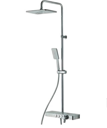 Душ колона с чучур Vema Welness термостатна, душ пита 29x19 см, анти-калк дюзи, силиконов шлаух 150 см – KERANOVA онлайн магазин